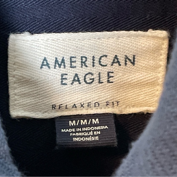 American Eagle Button-Up Shirt Men's size M Blue flannel cabincore casual cozy - Picture 4 of 10